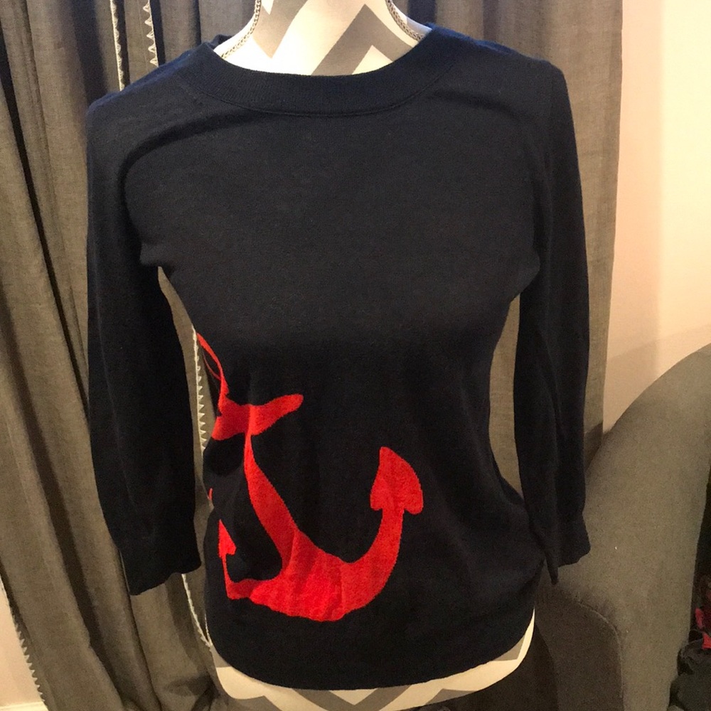 J.Crew nautical anchor navy blue sweater